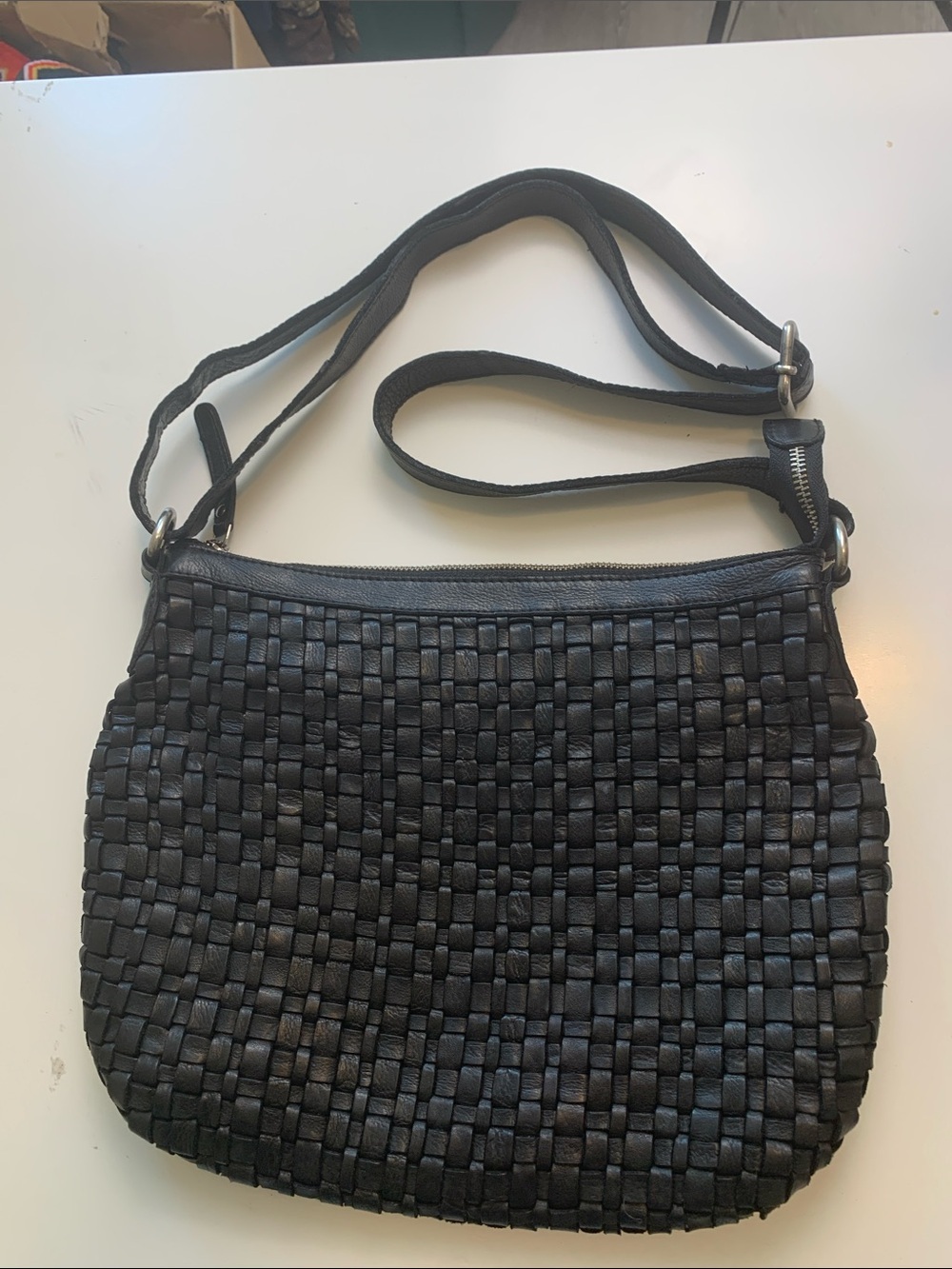 Vilenca Holland Hand Woven Leather Black  Shoulder Crossbody Bag
